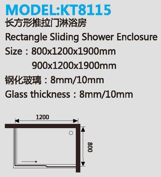 Rectangle Sliding Shower Stall Doors Frameless
